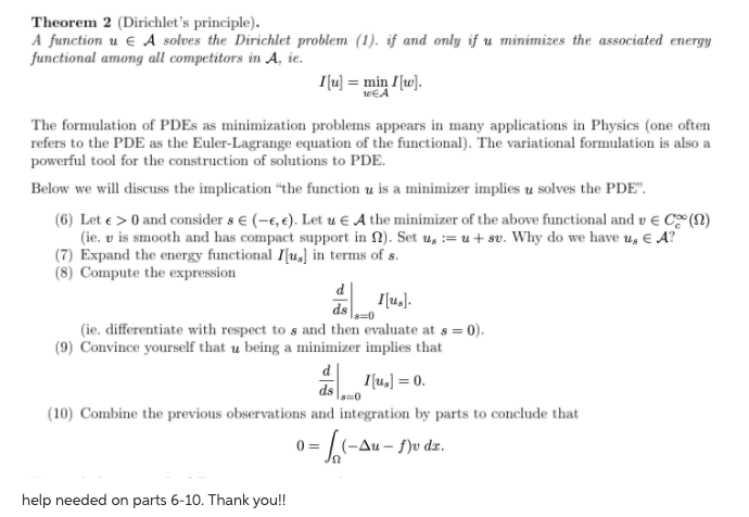 Theorem 2 (Dirichlet's principle). A function u € A | Chegg.com