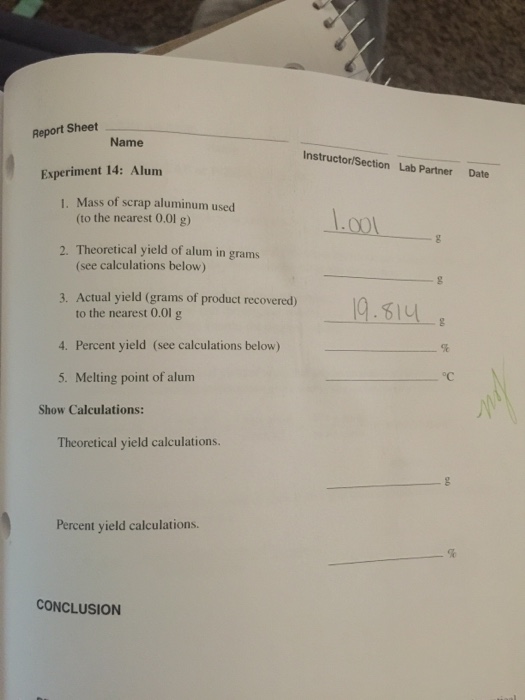 Solved Report Sheet Name Instructor/Section Lab Partner Date | Chegg.com