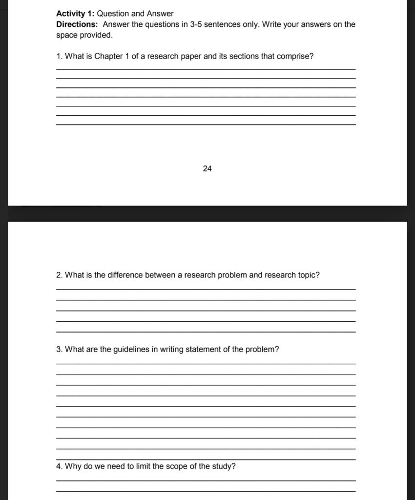 Solved Activity 1: Question and Answer Directions: Answer | Chegg.com