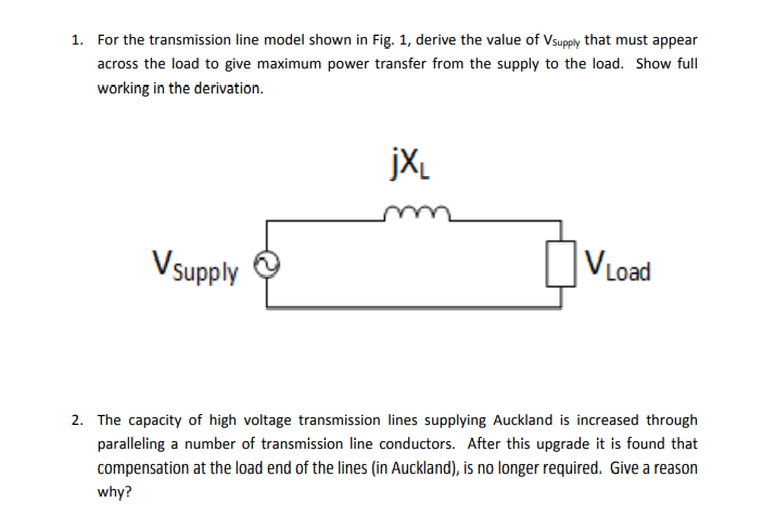 Solved For the transmission line model shown in Fig. 1, | Chegg.com