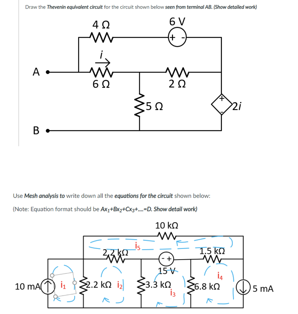 Solved Draw the Thevenin equivalent circuit for the circuit | Chegg.com
