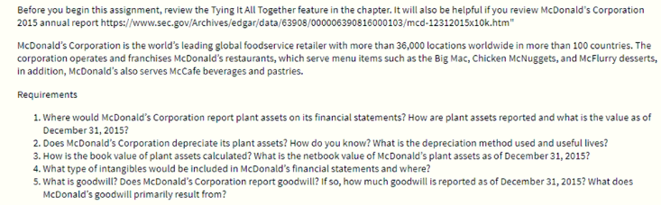 Before you begin this assignment, review the Tying It | Chegg.com