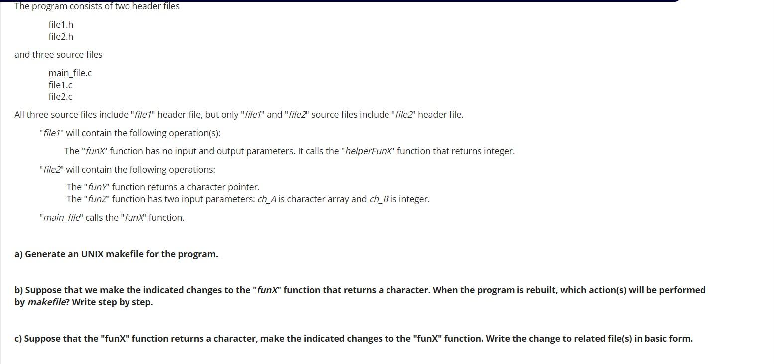 Solved The program consists of two header files file1.h | Chegg.com
