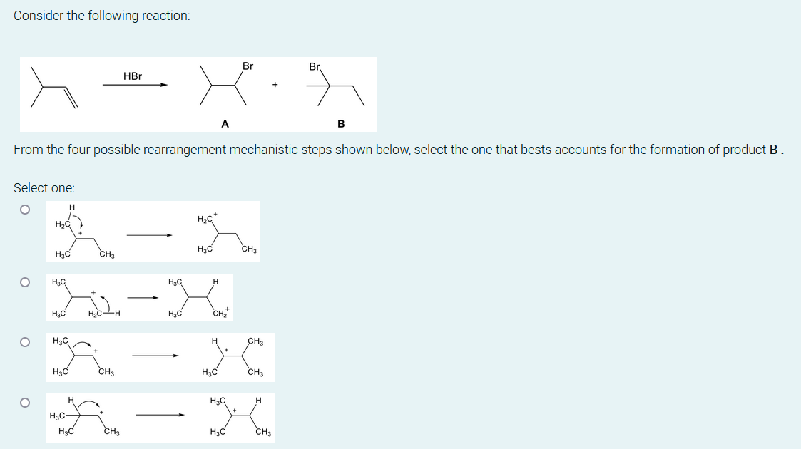 Solved Consider The Following Reaction: Br Br. HBr — A B | Chegg.com