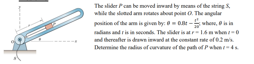 Solved Determine the radius of the curvature of the path of | Chegg.com