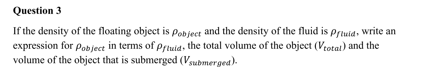 Solved Question 3 If the density of the floating object is | Chegg.com