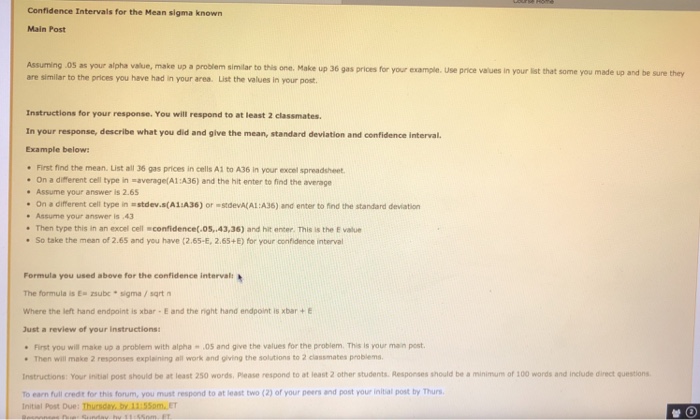 Solved Confidence Intervals for the Mean sigma known Main | Chegg.com