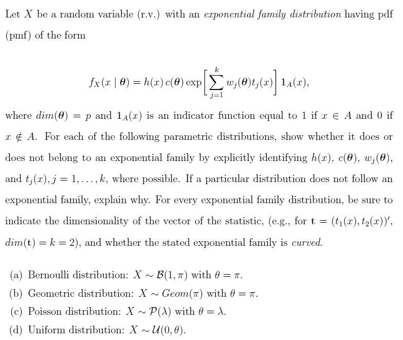 Solved Let X Be A Random Variable R V With An Exponent Chegg Com