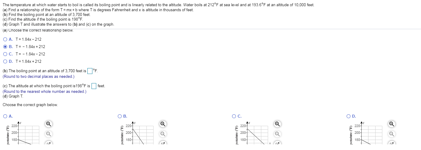 Solved The temperature at which water starts to boil is