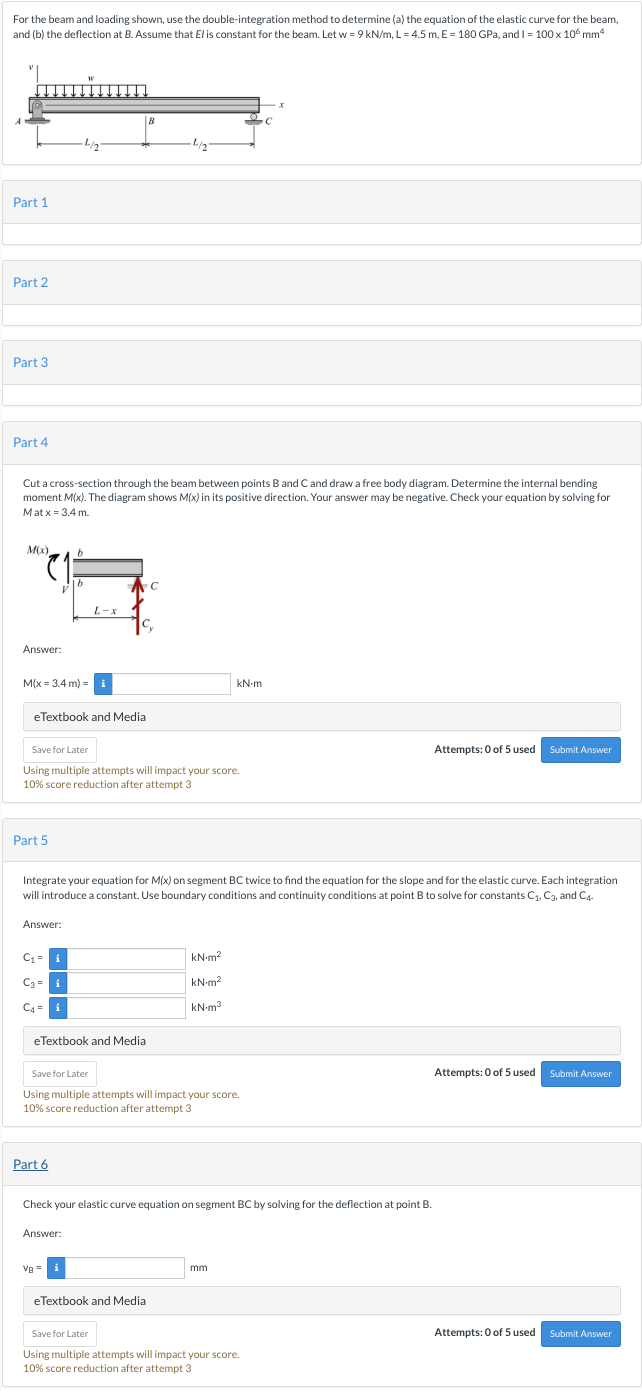 Solved For the beam and loading shown, use the | Chegg.com