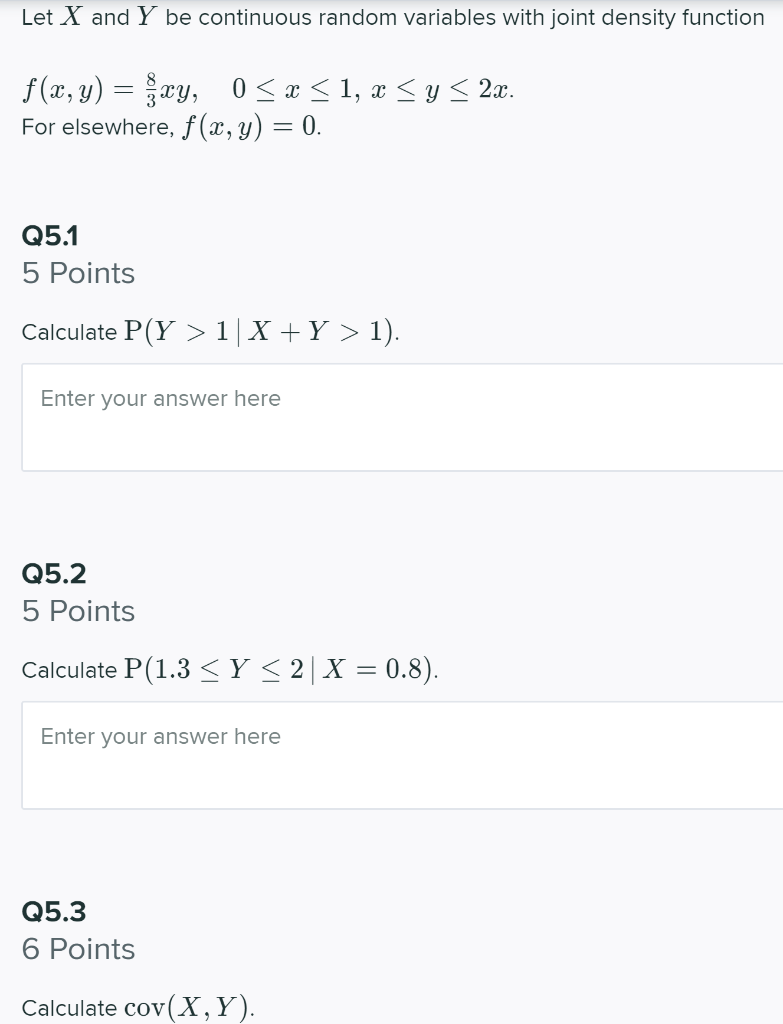 Solved Let X And Y Be Continuous Random Variables With Jo Chegg Com