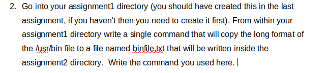 Solved 2. Go into your assignment1 directory (you should | Chegg.com