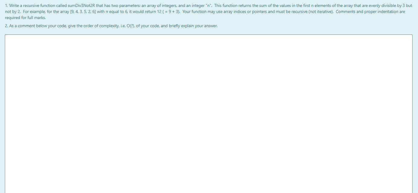 Solved 1. Write a recursive function called sumDiv3Not2R | Chegg.com