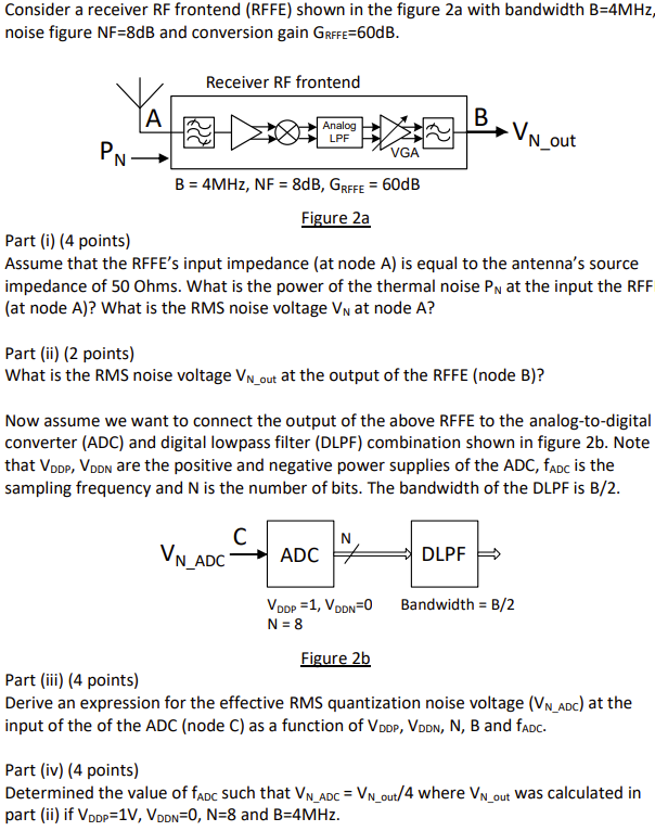 Solved Consider A Receiver RF Frontend (RFFE) Shown In The | Chegg.com