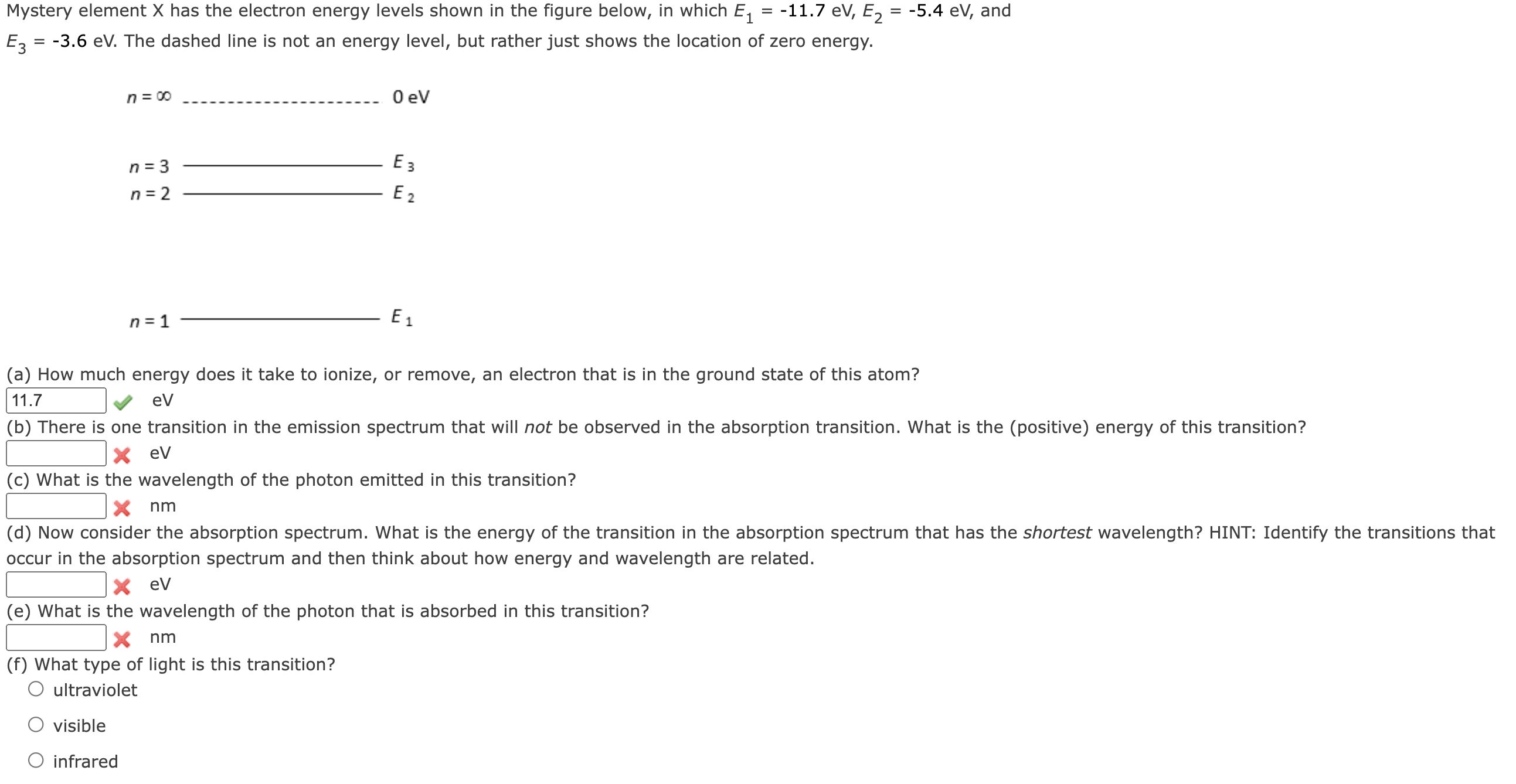 Solved Mystery element X has the electron energy levels