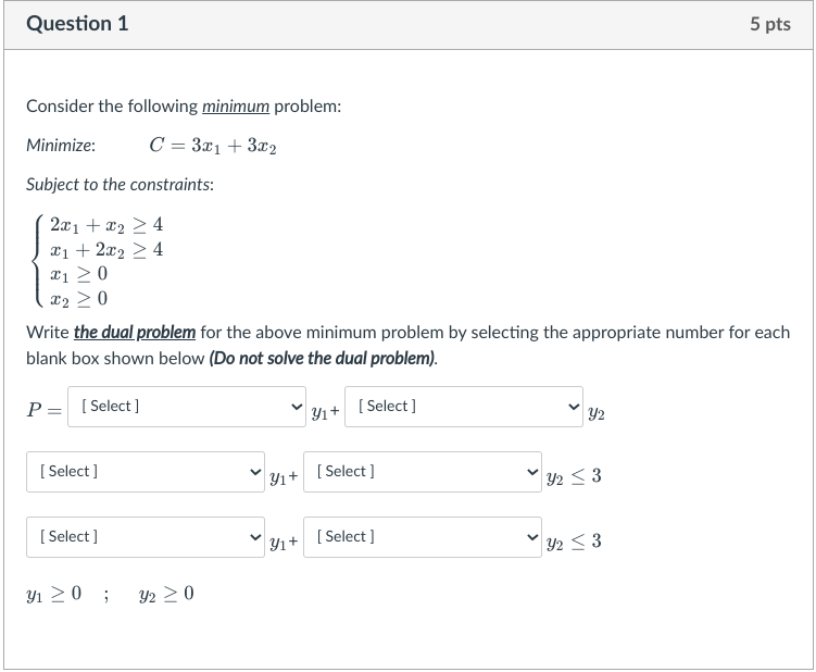 Solved Question 1 5 pts Consider the following minimum | Chegg.com