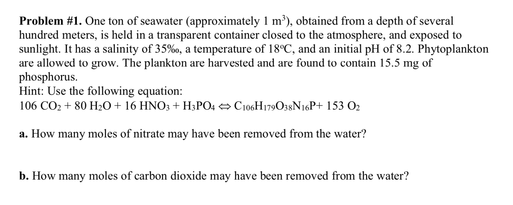 Solved This is specifically a MSCI Chem class and Redfield