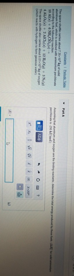 Solved Part A The space shuttle carries about 7.35-104 kg of | Chegg.com