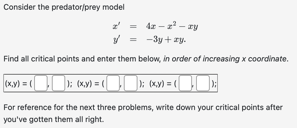 Solved Consider The Predator/prey Model | Chegg.com