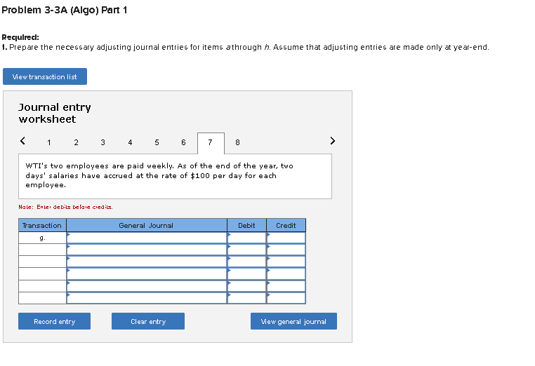 Solved Required Information Problem 3-3A (Algo) Preparing | Chegg.com