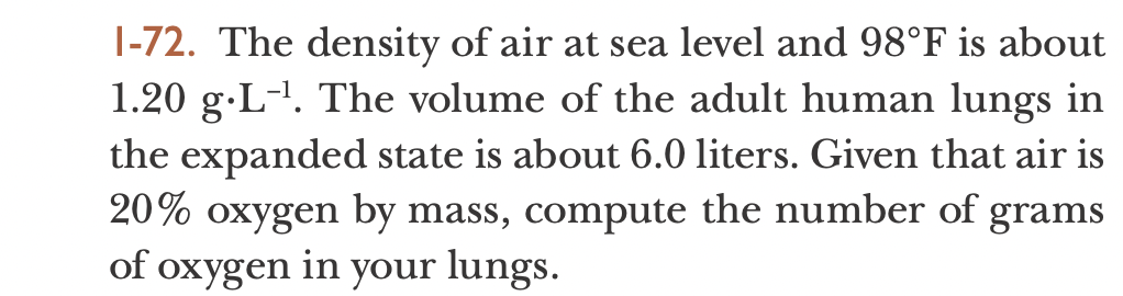 Solved I-72. The density of air at sea level and 98∘F is | Chegg.com