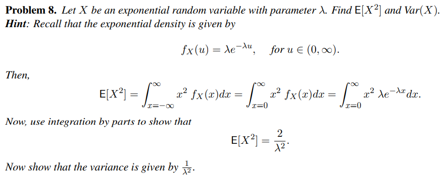 Solved Problem 8. Let X be an exponential random variable | Chegg.com