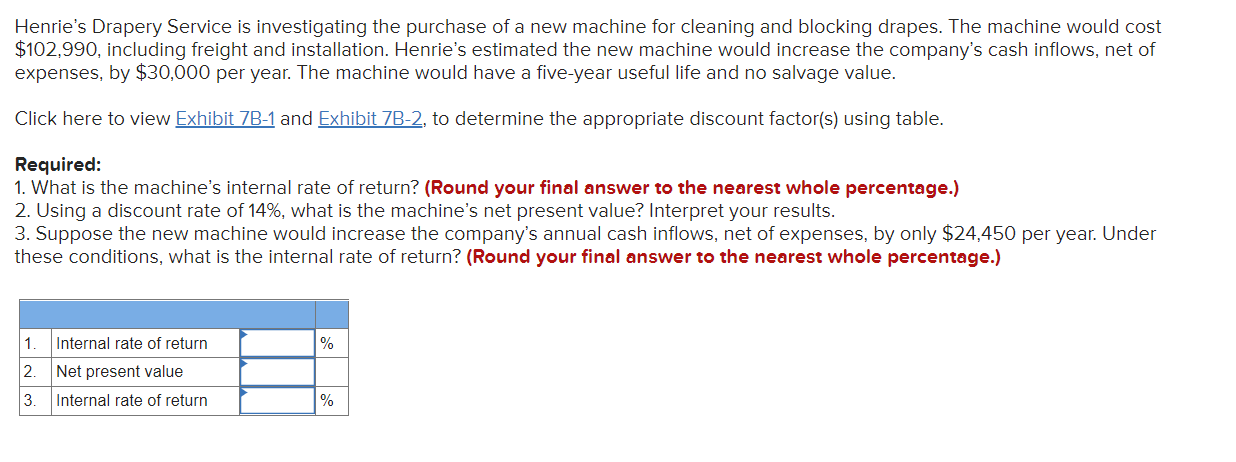 Solved Henrie s Drapery Service Is Investigating The Chegg