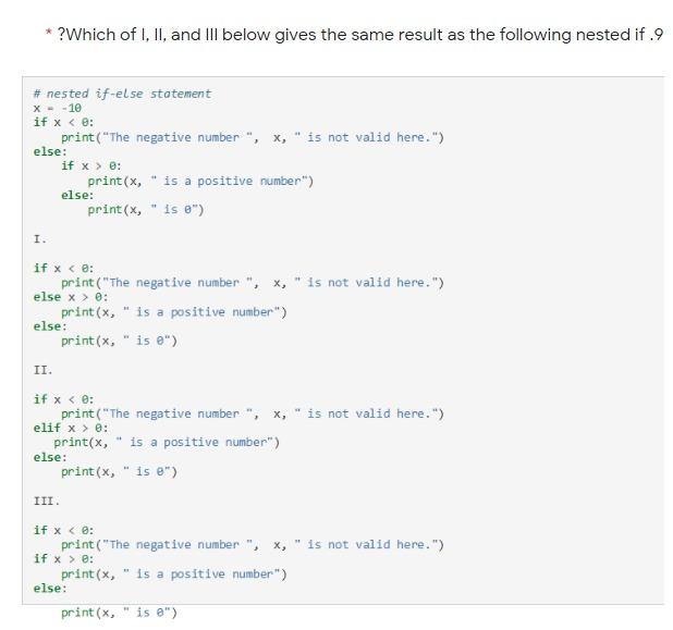 Solved ? Which of I, II, and III below gives the same result | Chegg.com