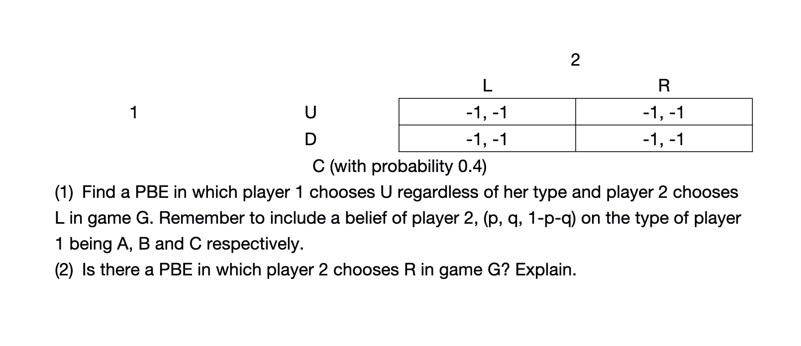 4. Consider A Game Between Two Players 1 And 2. | Chegg.com