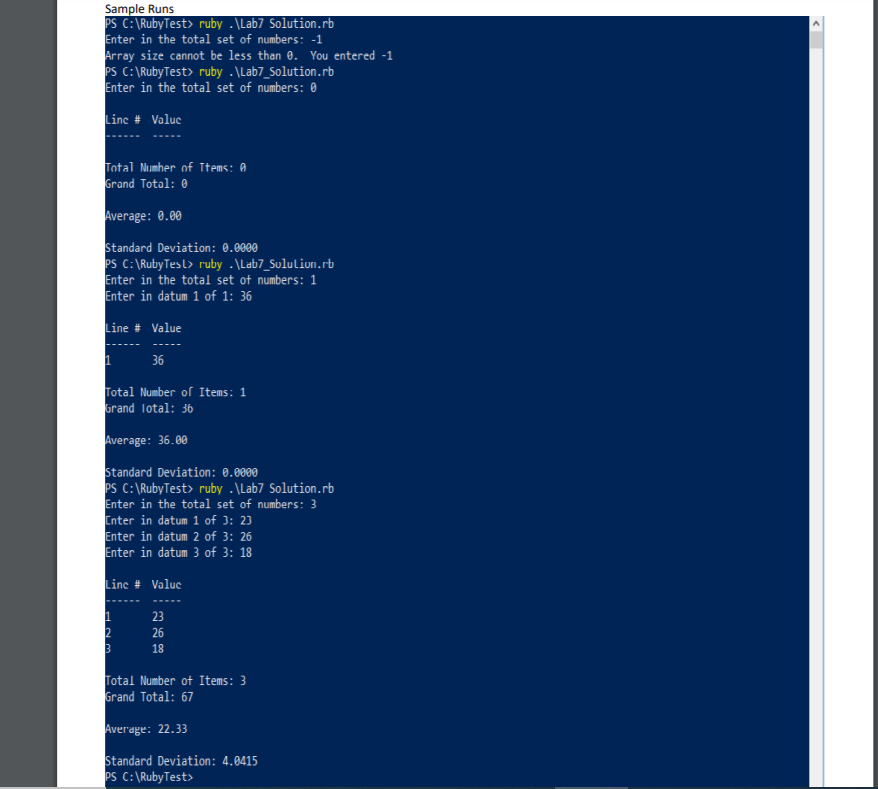 Ruby Programming: # Get input for size of array print | Chegg.com
