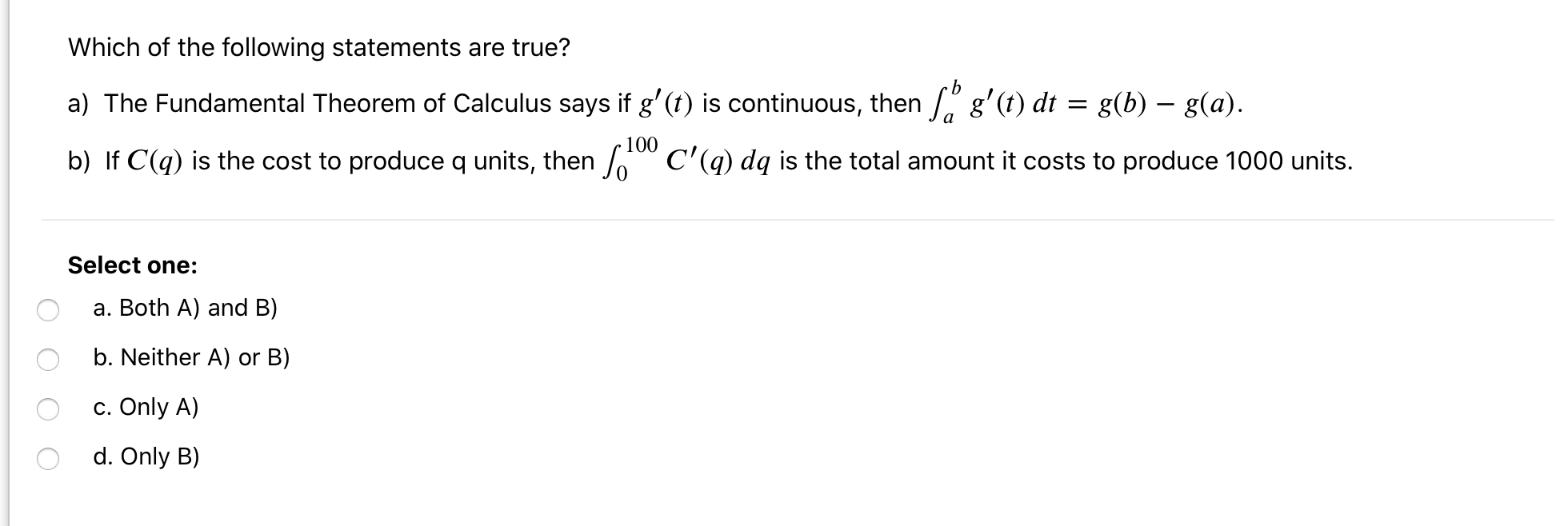 Solved Which of the following statements are true? a) The | Chegg.com