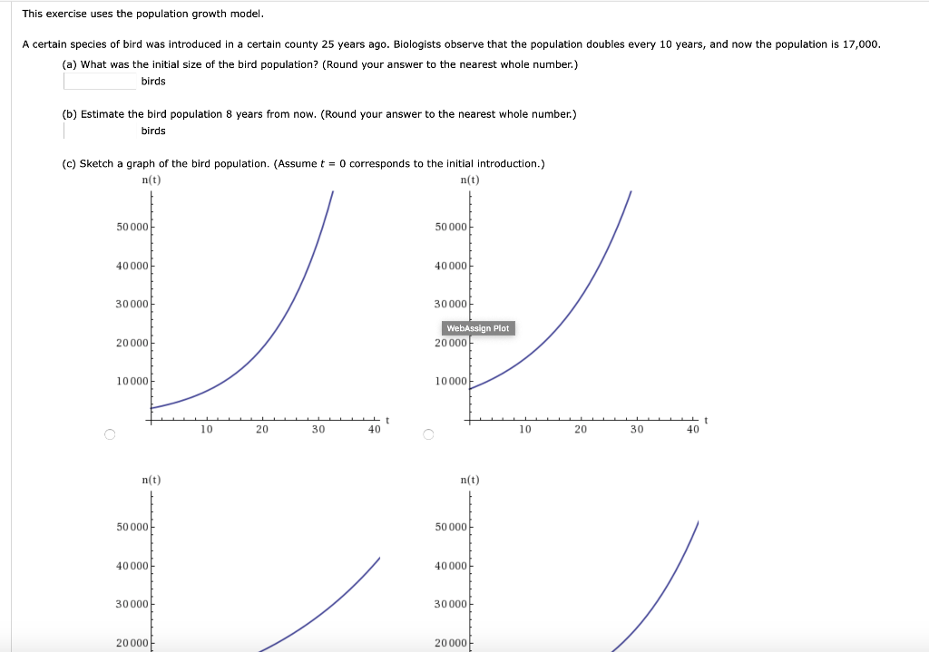 Solved This exercise uses the population growth model. A | Chegg.com