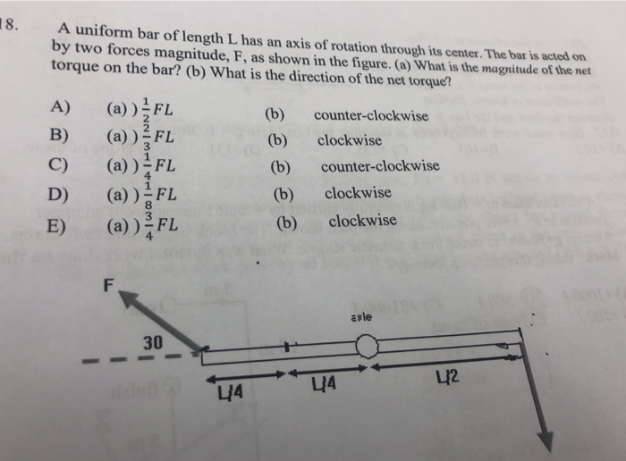 Solved 18. A uniform bar of length L has an axis of rotation | Chegg.com