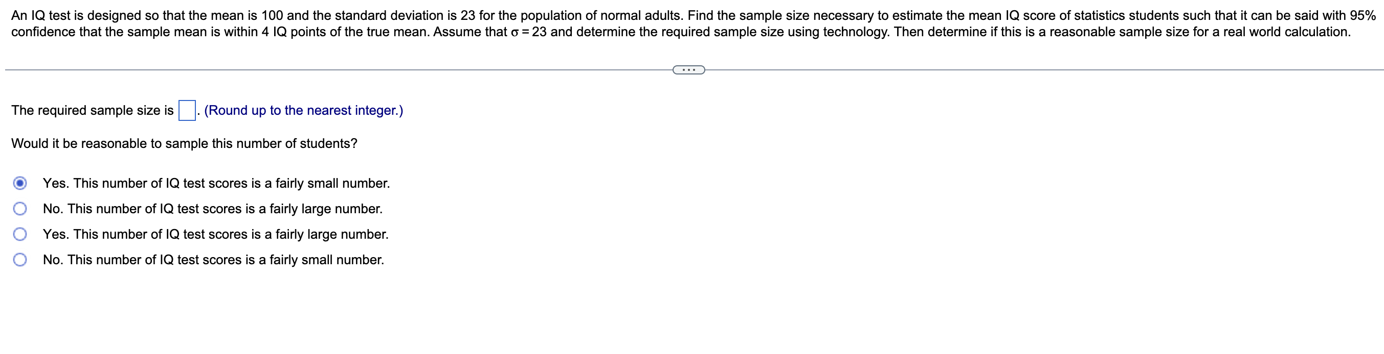 Solved The required sample size is (Round up to the nearest | Chegg.com