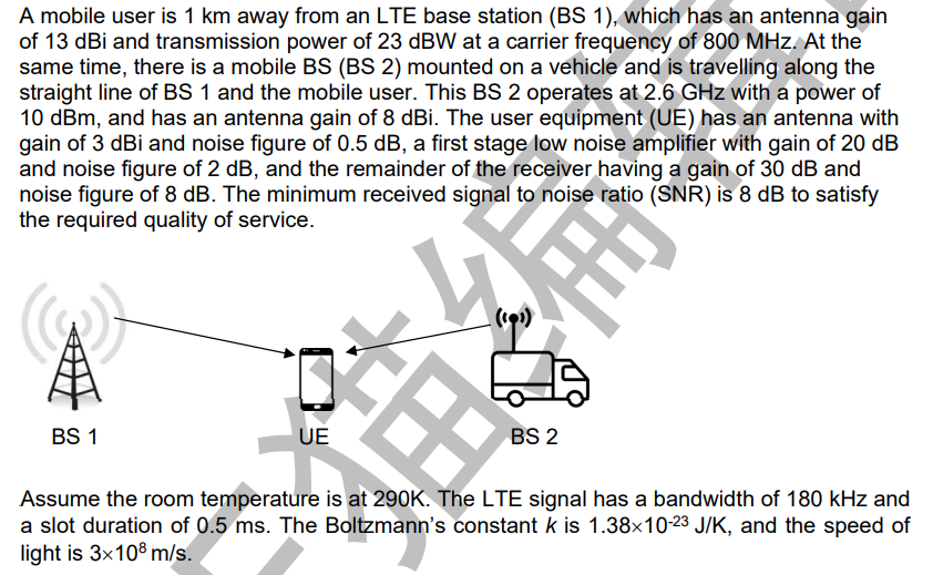 A mobile user is 1 km away from an LTE base station | Chegg.com