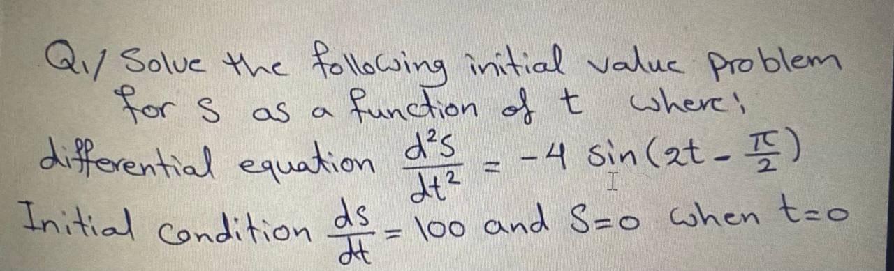 Solved for as a Qy Solve the following initial value problem | Chegg.com