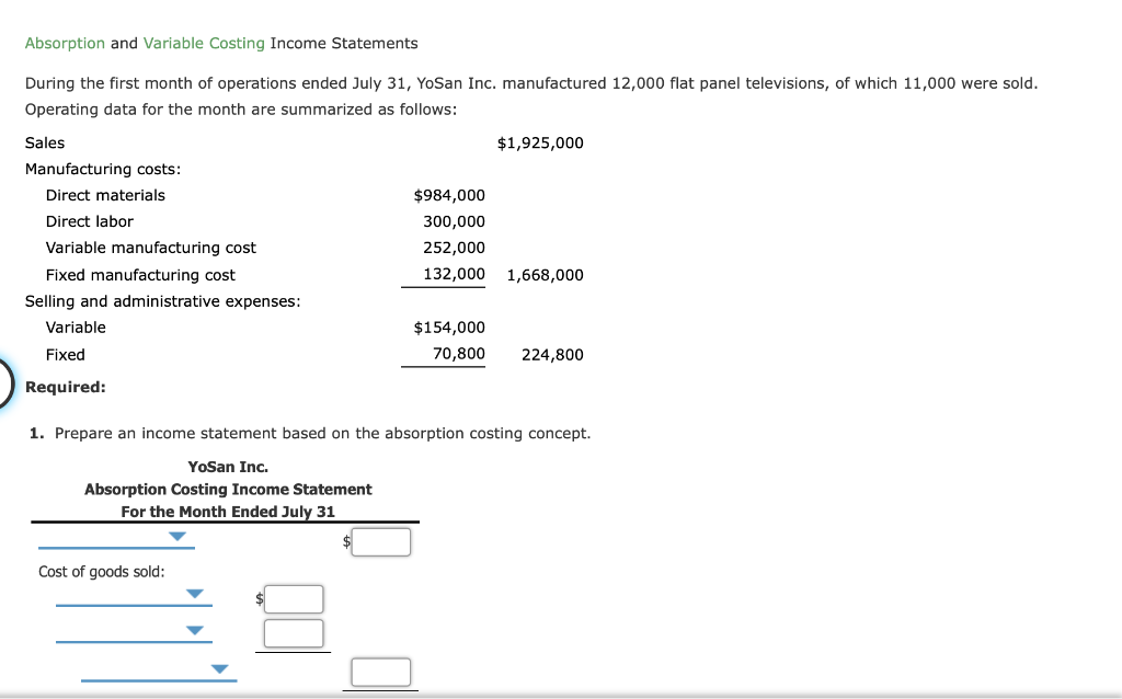 Solved Absorption And Variable Costing Income Statements 6672