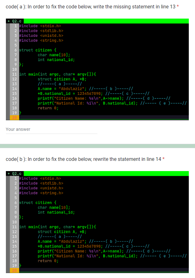 Solved Code( A ): In Order To Fix The Code Below, Write The | Chegg.com