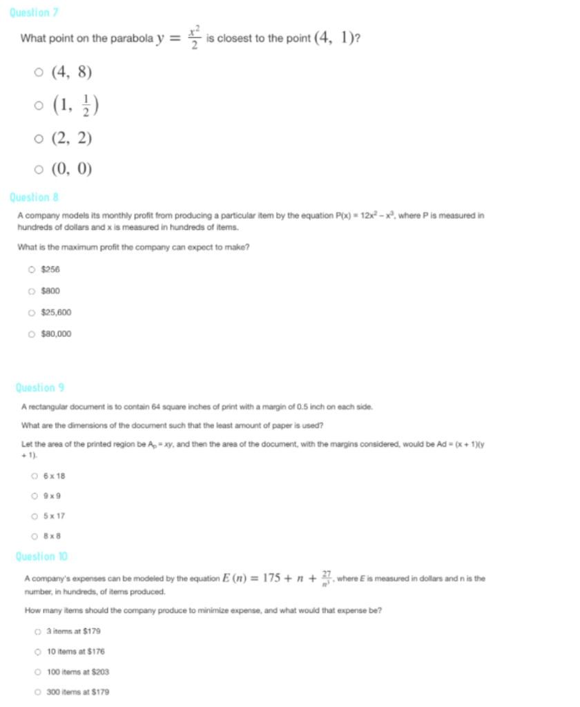 Solved Question 7 What point on the parabola y = 를 is | Chegg.com