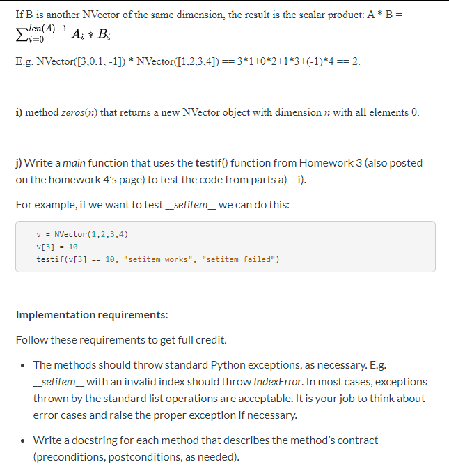 Solved Vector Class Write the code for this problem in a | Chegg.com