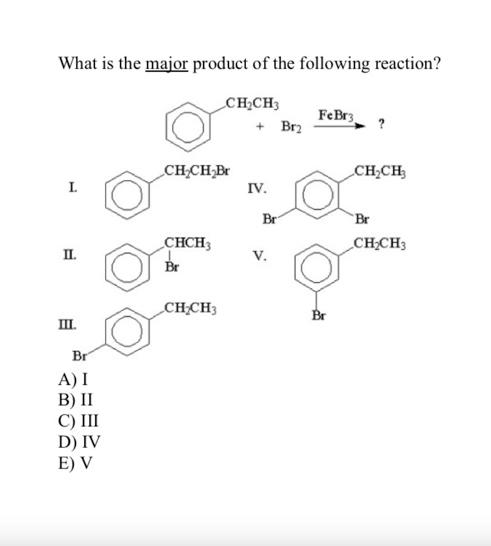 Solved What Is The Major Product Of The Following Reaction? | Chegg.com