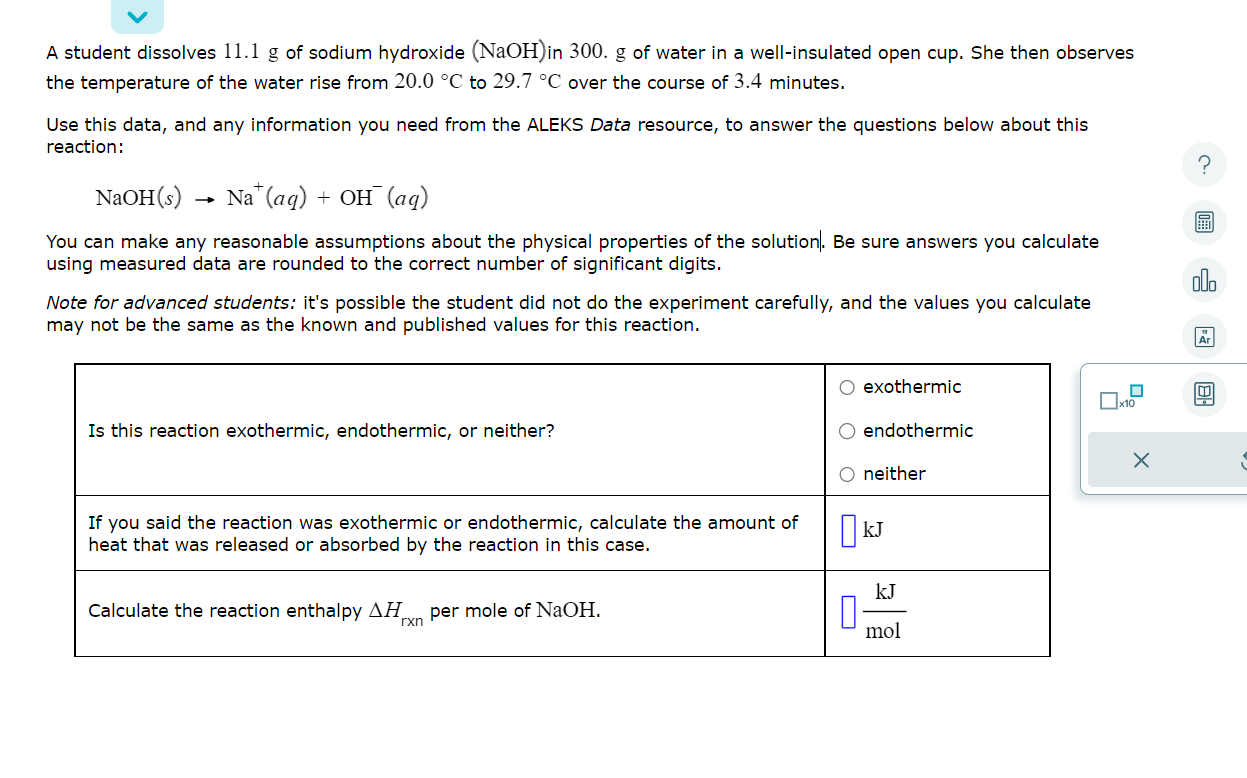 Solved A student dissolves 11.1 g of sodium hydroxide (NaOH)