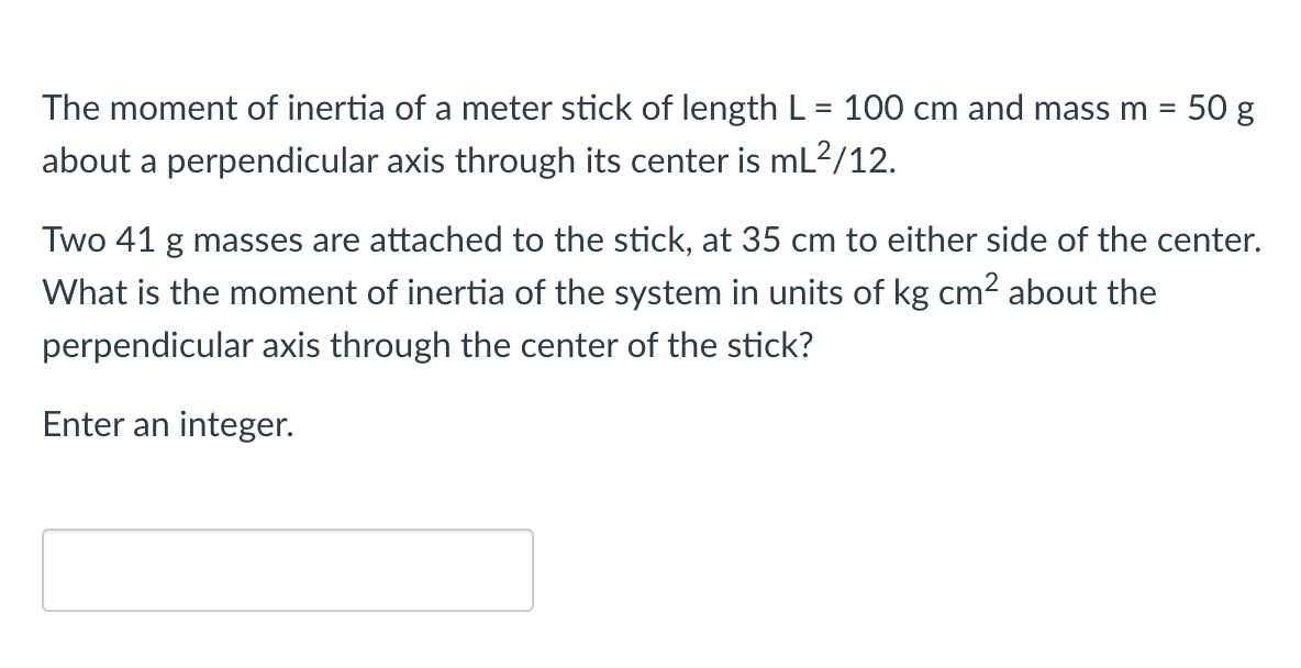 Solved The moment of inertia of a meter stick of length