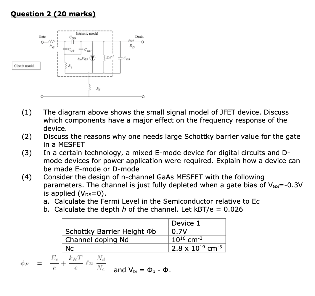 Solved Question 2 20 Marks Circ 1 The Diagram Above 1882