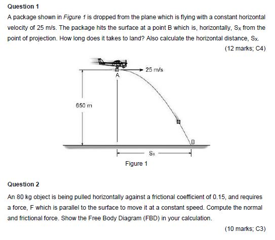 Solved Question 1 A Package Shown In Figure 1 Is Dropped | Chegg.com