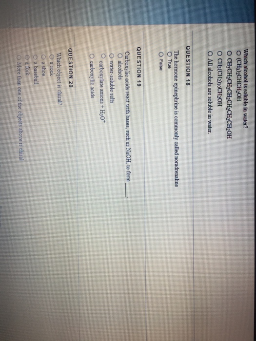 Solved Which alcohol is soluble in water? O All alcohols are