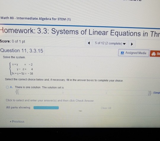 Solved Math 80 - Intermediate Algebra for STEM (1) Homework: | Chegg.com