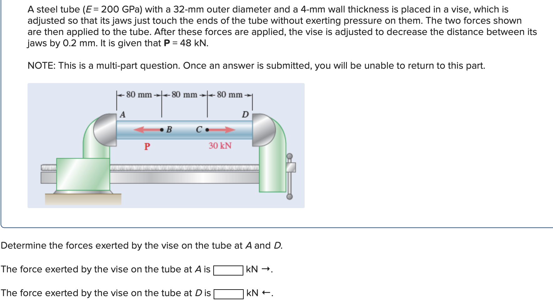 Solved A steel tube E 200 GPa with a 32 mm outer diameter