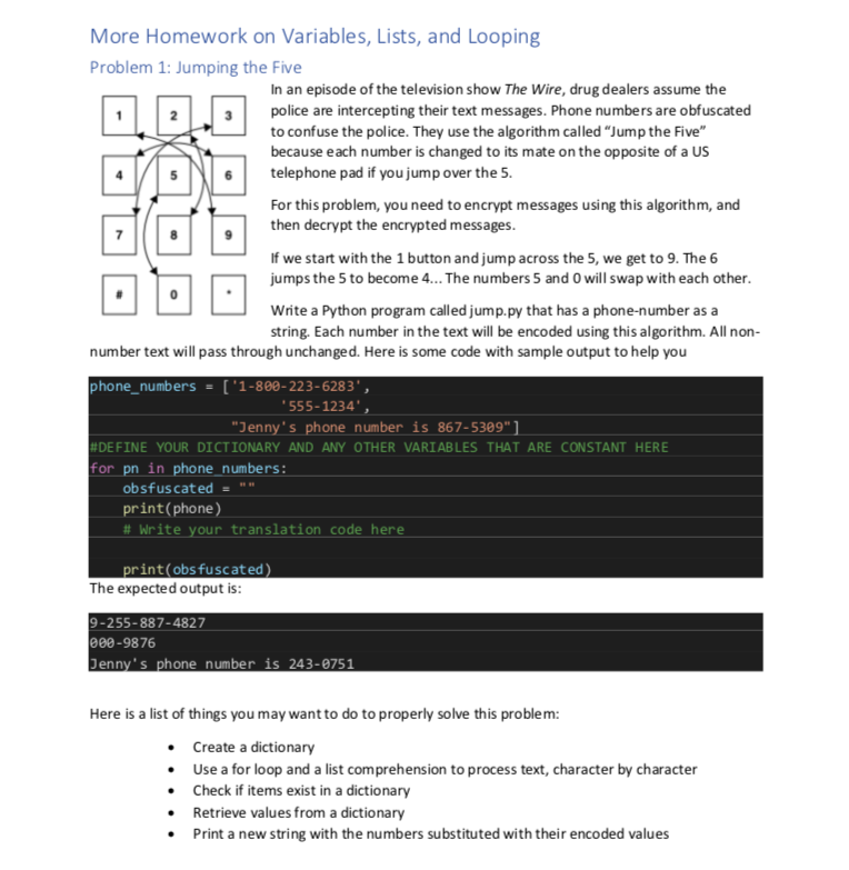 Solved More Homework on Variables, Lists, and Looping | Chegg.com