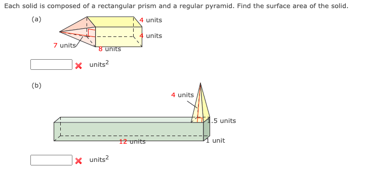 Solved Each solid is composed of a rectangular prism and a | Chegg.com